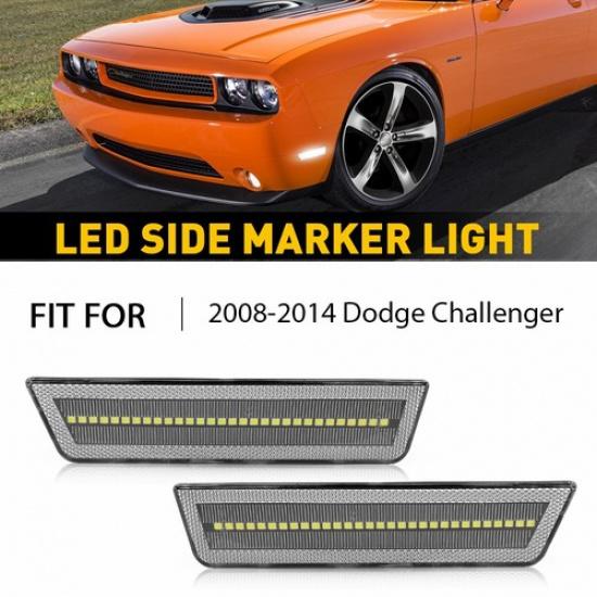 2PCS Clear Lens LED Front Bumper Side Marker Light For Dodge Challenger 2008-14