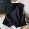 Black and White Suit Waistcoat Women's Color Block Spring Autumn Stylish Vest Jacket