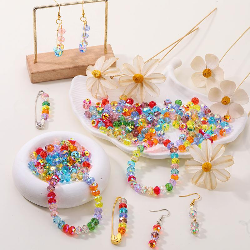 84pcs Czech Faceted Rondelle Beads 8mm AAA Crystal Glass Loose Spacer Beads for DIY Jewelry Bracelet Craft Making Supplies
