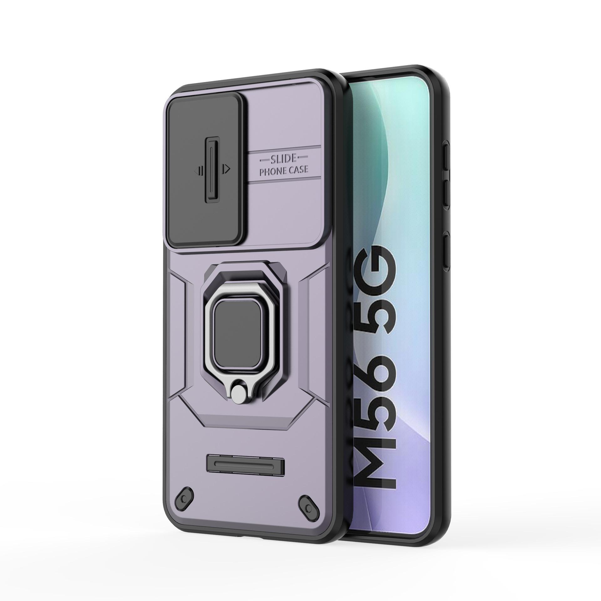 Samsung Galaxy M56 Phone Case, with Slide Camera Cover,Rotated Ring Kickstand Military Grade Shockproof Protective Cover for Samsung Galaxy M56 Samsung Galaxy M56 фиолетовый