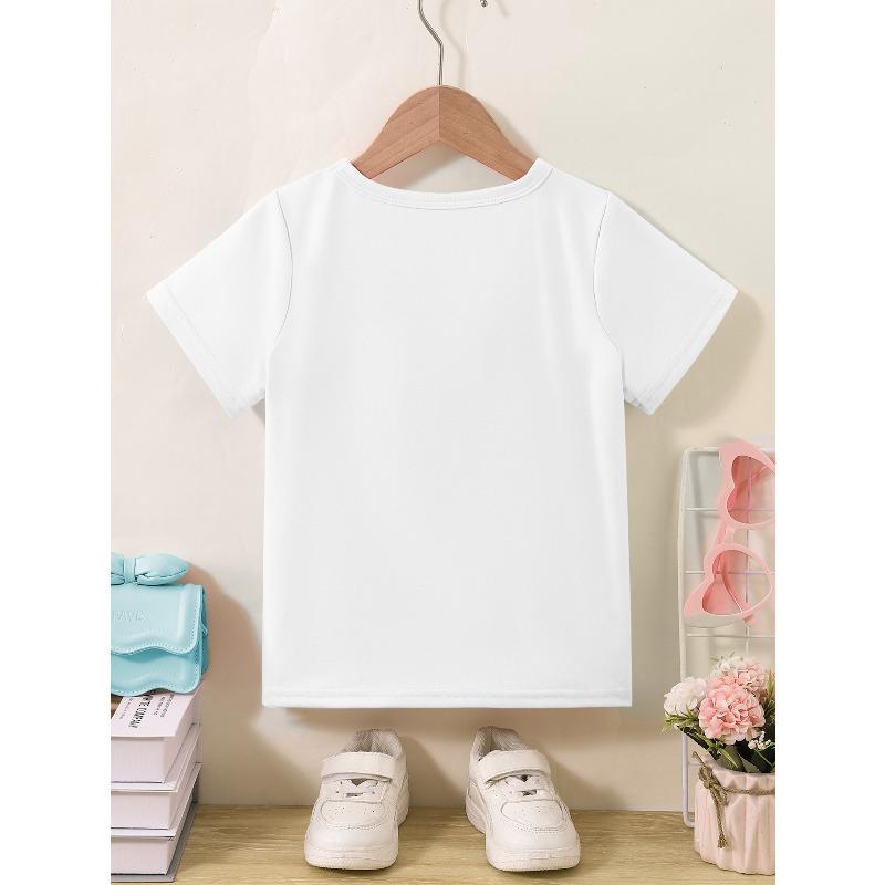 European sizes Girls' Fashion T-Shirt, Comfortable and Breathable, Soft Short Sleeves, New Spring/Summer Cute Unicorn Print T-Shirt