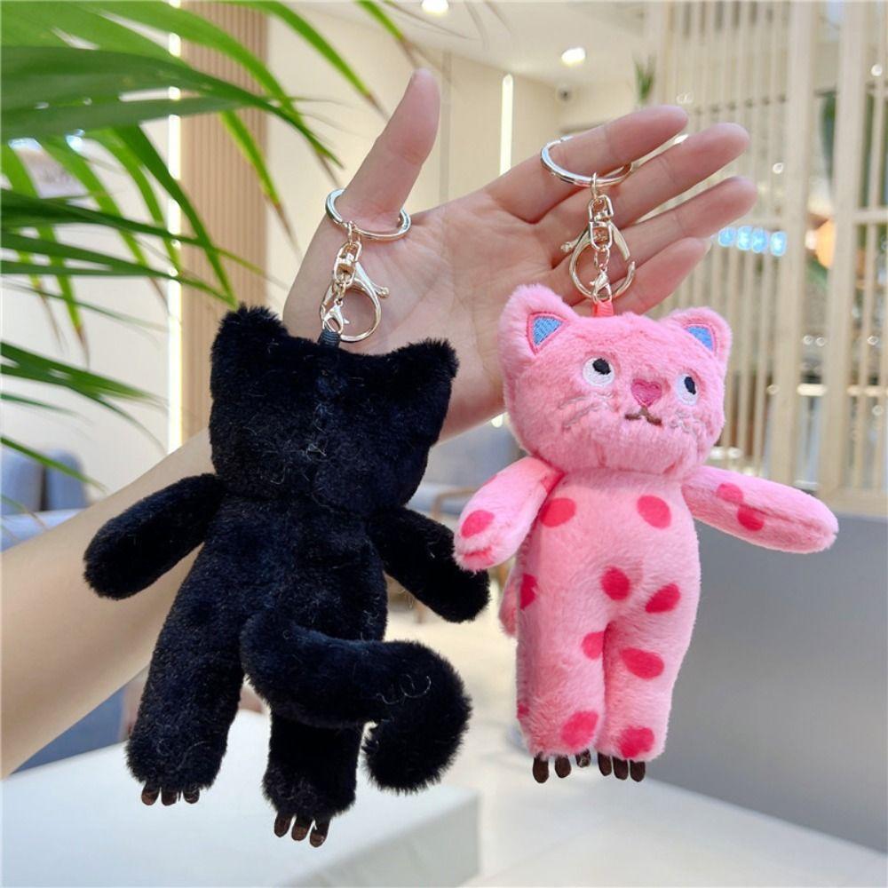 Black Cat Dotted Cat Doll Pendent Lovely Cat Plush Doll Keychain  Backpack Decor