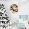 Christmas Wreath Outdoor With Pine Cone Balls Bow Winter Holiday Decor Artificial Christmas Wreath For Entrance Porch Outdoor