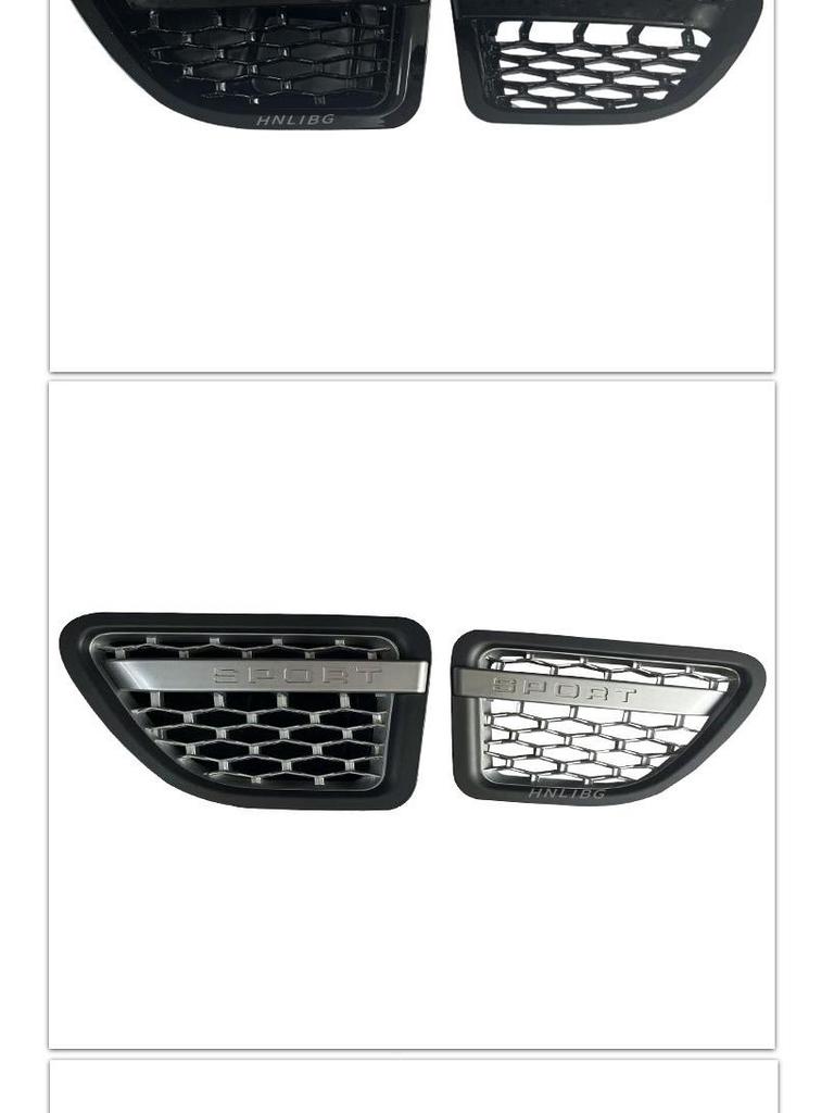 Pasuje na Land Rover Range Rover Sport 2006 Boční větrací otvor blatníku: Šedý okraj, Stříbrná síťovina, Stříbrný pruh, Celý černý.