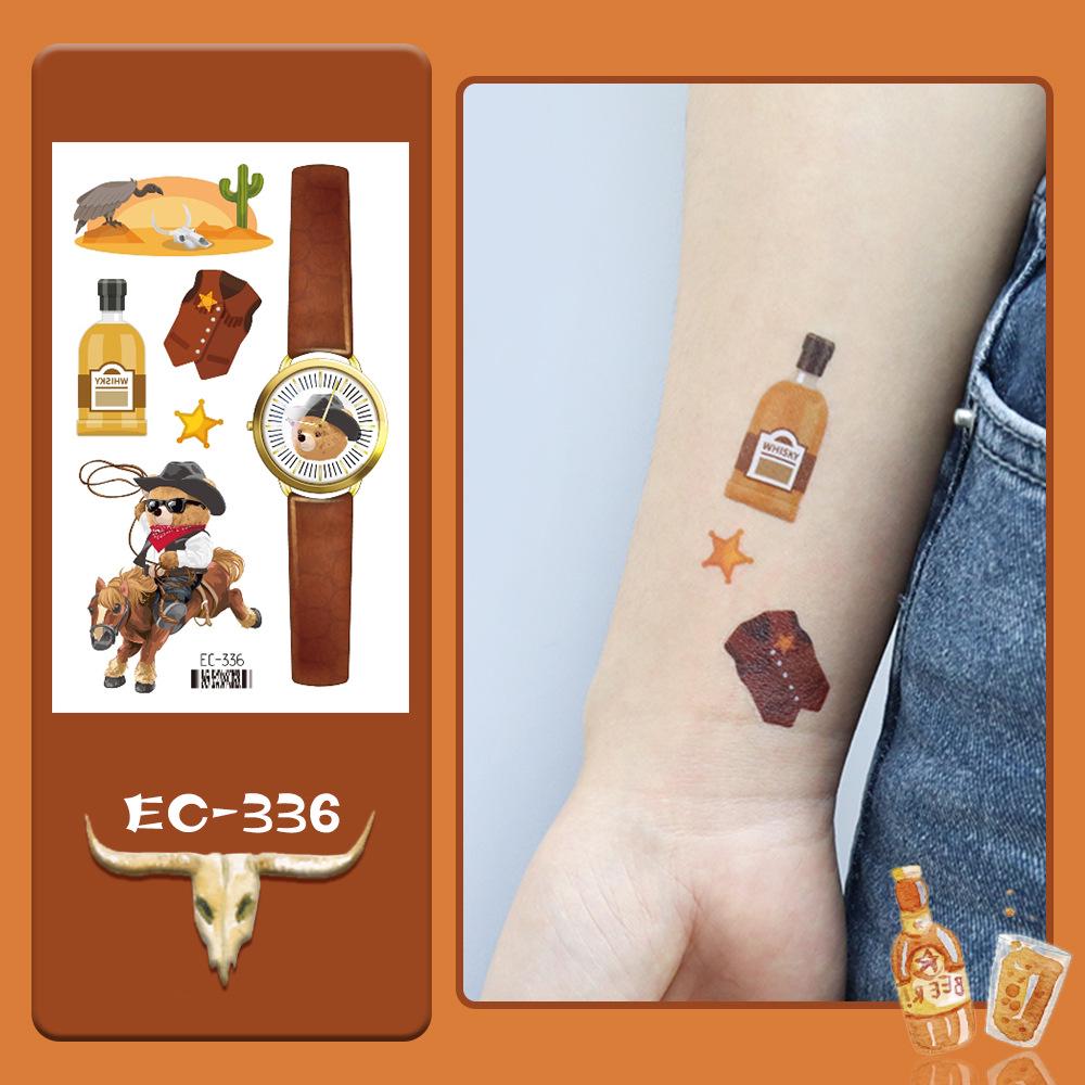 Kids Waterproof Animal Face Tattoo Stickers - Cute Denim Arm Designs 120*75mm