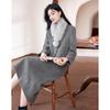 Detachable Fur Collar Coat & Skirt Set
