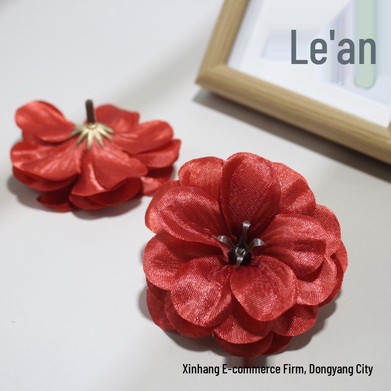 

Camellia Gold Thread Artificial Flower Heads for DIY Hairpins and Home Decor Ornaments