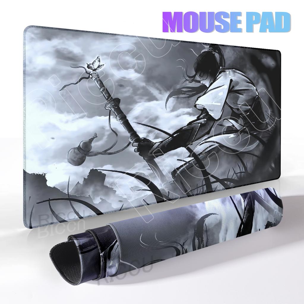 Samurai Black Mouse Pad Large Computer Gamer Table Mat Laptop Art Desk Mat PC Mousepad Non-slip Rubber Keyboard Accessories Pads