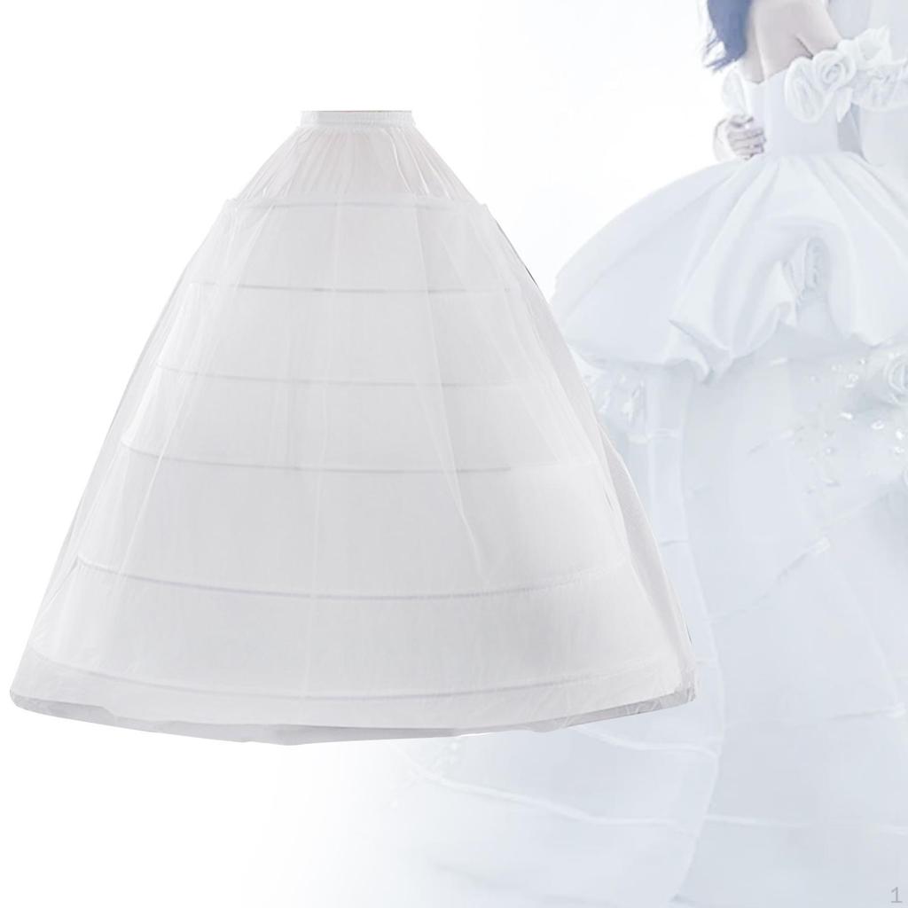 Wedding Dress Petticoat Underskirt with Hoops Long Skirt Crinoline for Evening