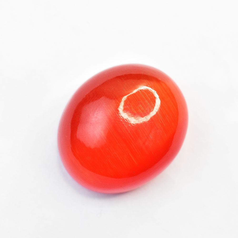 Natural ORANGE Cat's Eye Sri Lankan 94 Ct Cabochon Cut CERTIFIED Loose Gemstone