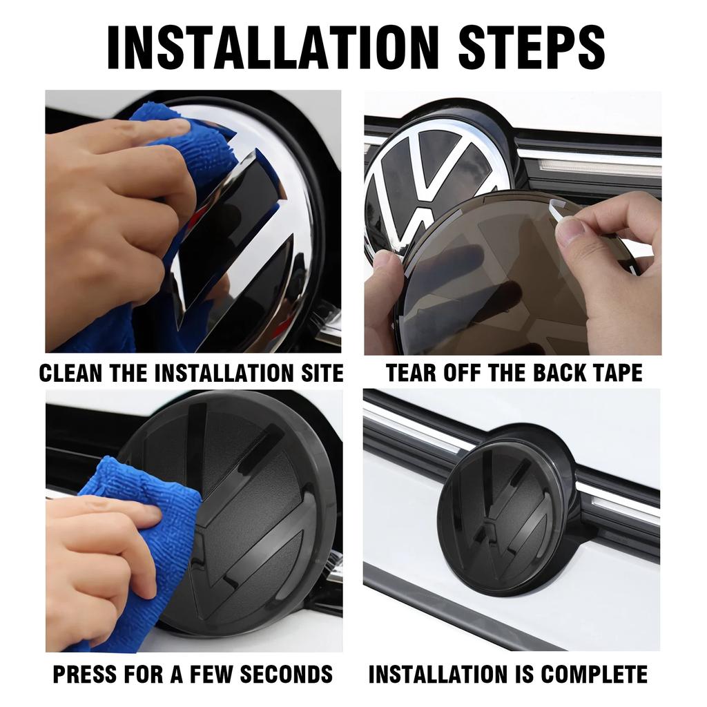 YKPSC1 ·1Set Car Front Radiator Grille Logo Sticker Rear Trunk Lid Badge Cover For Volkswagen VW Tiguan 2017 2018 2019 2020 2022-2023