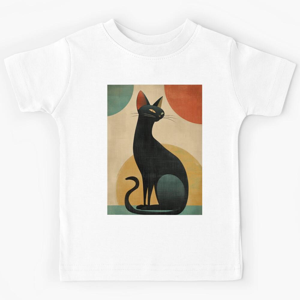 Retro Black Cat 1950s Style Vintage Cat Design Retro Cat Kids T-Shirt 170