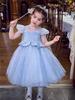 Girls' Princess Dress Summer Dress 2026 New Children's Puff Mesh Bubble Sleeve Dress Girls' Birthday Dress