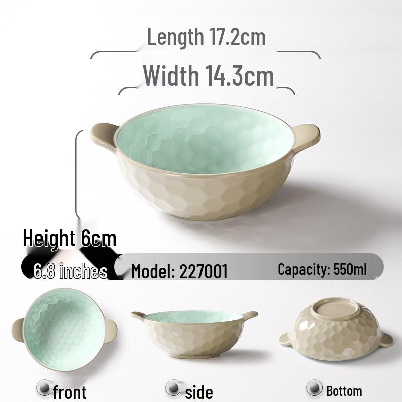 A5 Melamine Porcelain-Style Dessert Bowls: Creative Double-Ear Set for Sweets, Soup, Shaved Ice, and Snacks