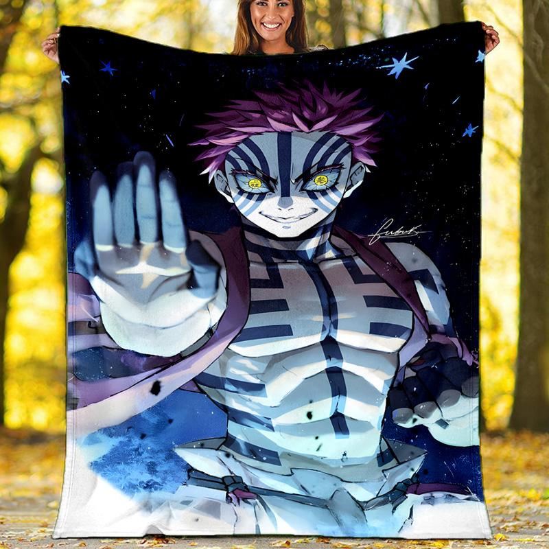 1pc Akaza Theme Blanket - Digital Print, Polyester, Cozy for All Seasons, Perfect for Outdoor, and Travel
