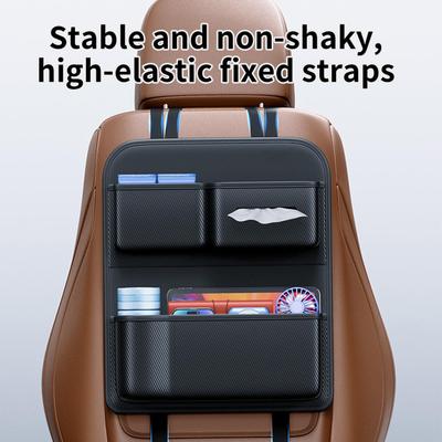 Backseat Car Organizer Multi-Pocket with Tissue Box Cup Holder Back of Seat Car Organizer Kick Mats for Truck SUV RV Sedan
