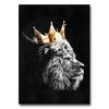 Lion Canvas Painting Wall Art Animals King and Queen with Golden Crown Posters and Prints Wall Art Pictures for Home Decoration
