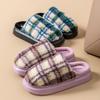 Striped plaid cotton slippers autumn and winter indoor home thickened soft bottom non-slip cotton mop warm home fluff mop