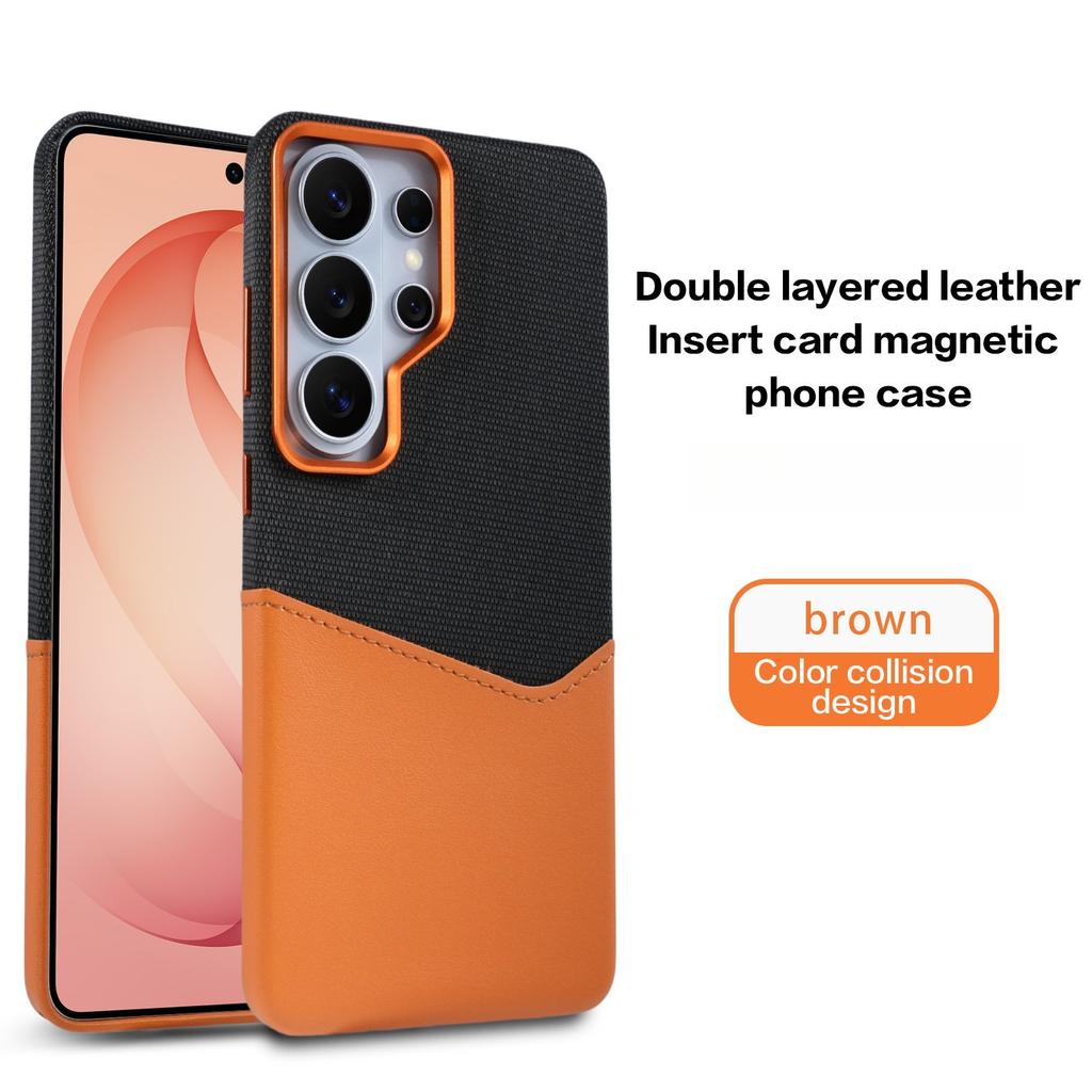 Luxury Minimalist Color-block Woven Card Slot Magnetic Phone Case for Samsung S26 Ultra S25 S24 Shockproof For Magsafe Cover