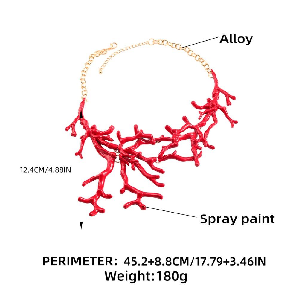 Trendy Exaggerated Coral Collars Bohemia Exaggerated Coral Necklace Red Coral Alloy Necklace