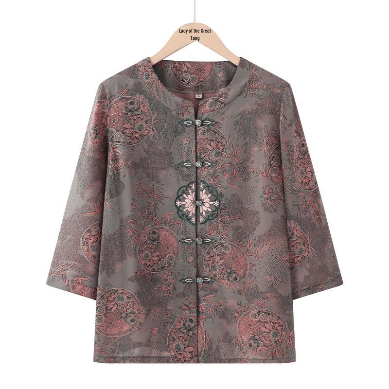

Women s New Chinese Style Embroidered Summer Shirt 3XL (Recommended 143-160 lbs)