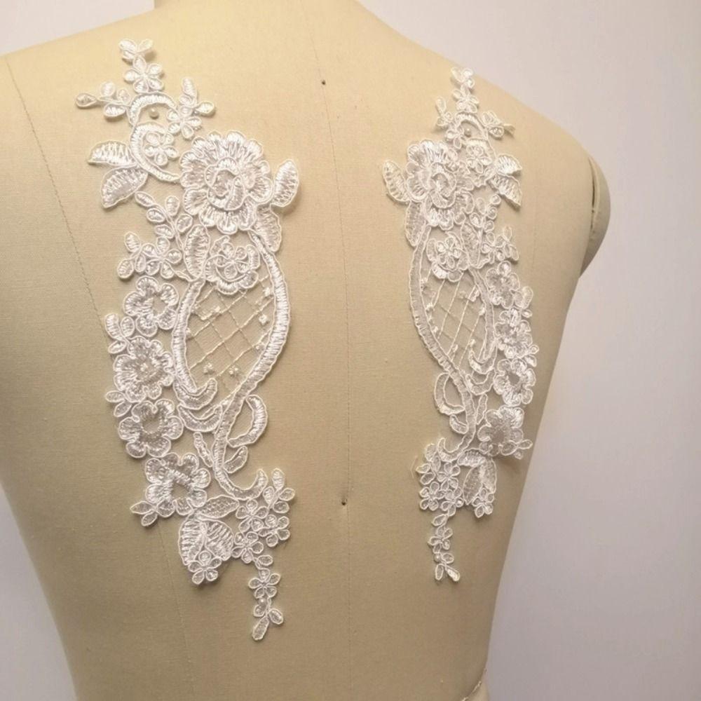 Luxury Elegant Sewing Garment Accessories Wedding Dress Lace Applique Patch Lace Fabric Embroidery