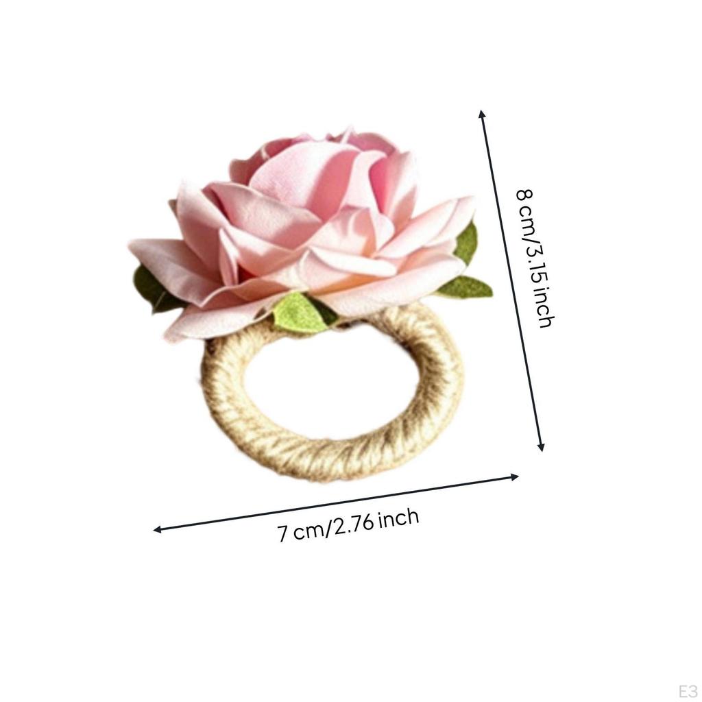 30 Pieces Rose Napkin Holder Floral Flower Elegant for Hosts,