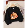 European sizes Kids' Crewneck Sweatshirt - Bear Holding Fish with Hat , Sportswear And Casual Wear, Soft And Comfortable, Children's Clothing