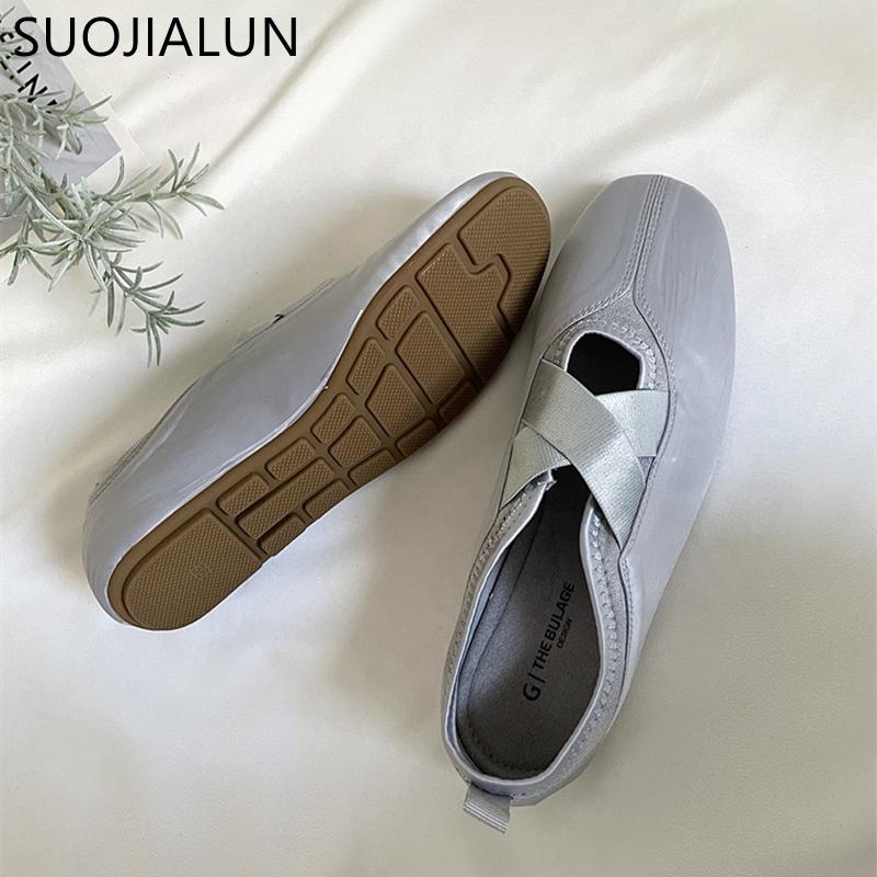 Fashion SUOJIALUN 2025 Spring New Brand Women Flat Shoes Fashion Round Toe Slip On Ladies Elegant Loafer Shoes Soft Flat Heel Boat Shoes