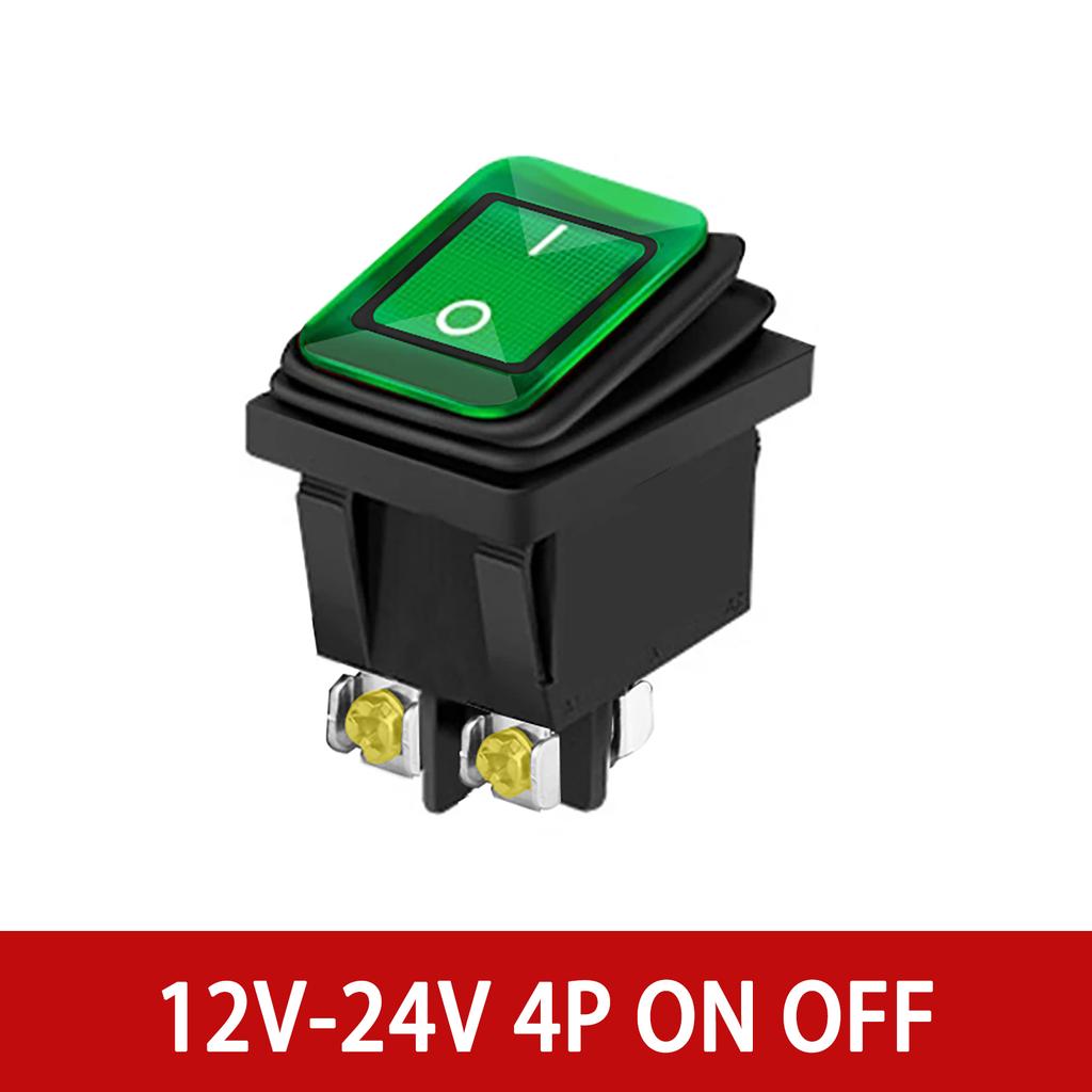12V 24V / 110V 220V Waterproof Rocker Switch Red/Green LED Light Illuminated 4pins 2 position/6pins 3 position Toggle Switch