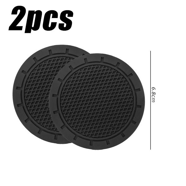 New Non-slip Water Cup Pad Car Coaster Black Soft Rubber Decoration Anti-skid Rubber Drink Cup Bottle Mat Accessories 2/1pcs
