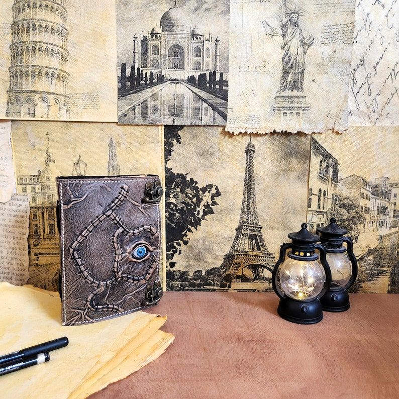 Cartea Hocus Pocus | carte de vrăji goale de Shadows Jurnal antic din piele, cel mai bun pentru Halloween, pentru el ea, caiet de schițe lucrat manual