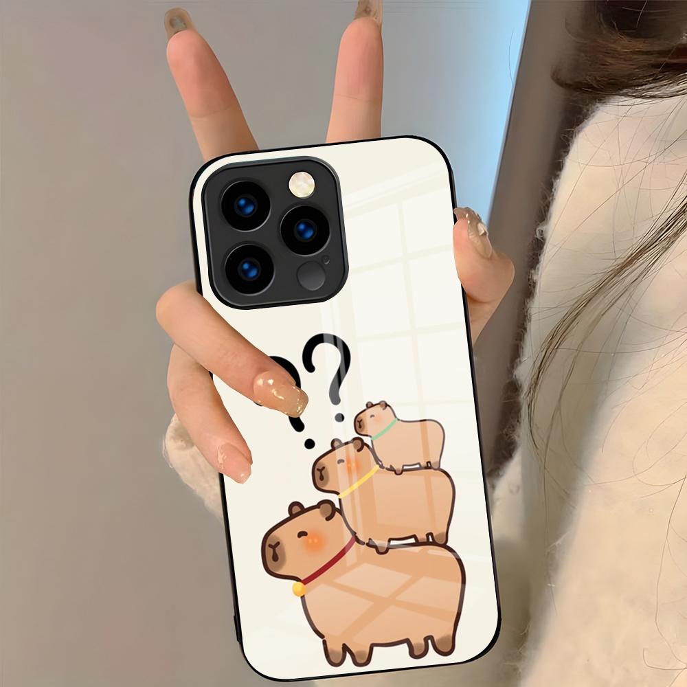 Cute Animal Capibara Phone Case For IPhone 17 Pro Max 16 15 14 Pro Max 13 11 Plus Glass Cover