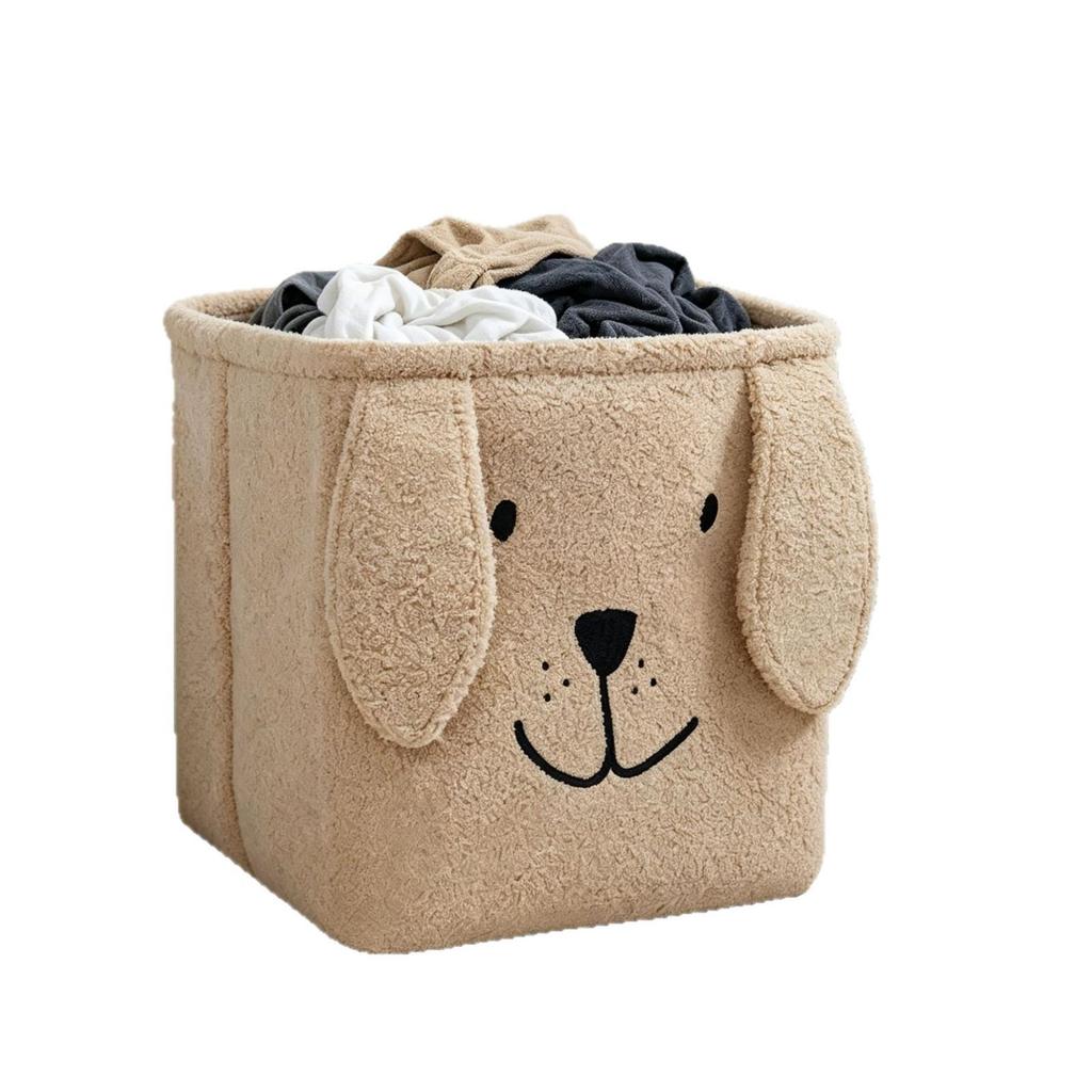 Teddy Fleece Bunny Ears Plush Storage Basket - Toy & Laundry Organizer