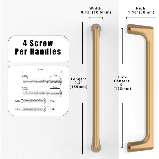 10 Pack Champagne Bronze Cabinet Pulls 5 Inch(128mm) Kitchen Cabinet Handles Cabinet Hardware for Drawer Pulls