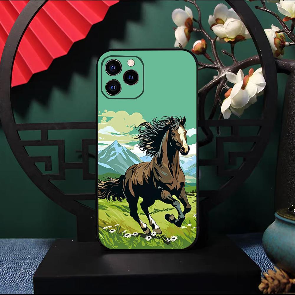 Cool Running Horse Phone Case For IPhone 17 Pro Max 16 15 14 Pro Max 13 11 X Xs Xr 8 7Plus Silicone Cover