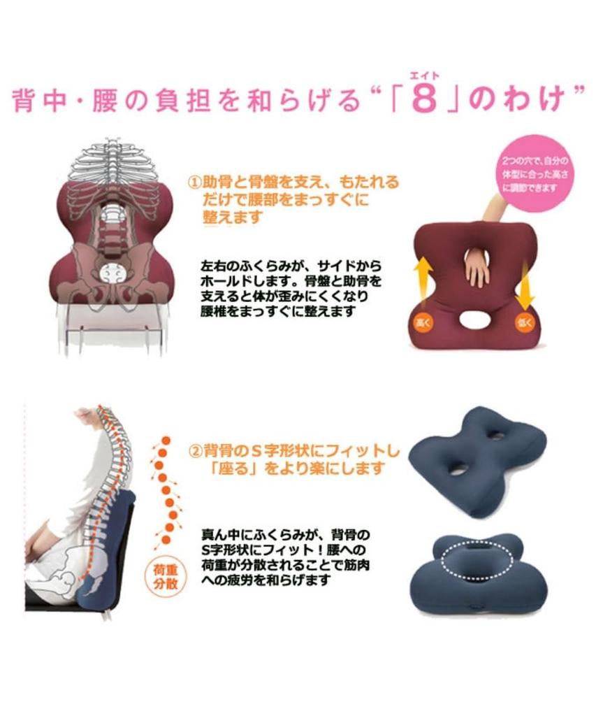 MOGU Posture Core Support Eight Made in Beaded Cushion that your body wear Uses powder Small size curve Desk Car Drive Cushion, Japan, needs, Doesn't