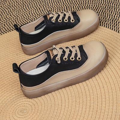 Fashion GKTINOO Women Sneakers 2025 Spring New Genuine Leather Loafers Women Casual Lace-up Women's Nurse Shoes Big Size