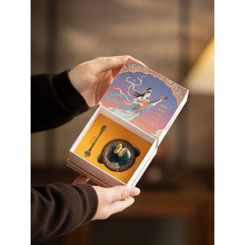 15g Ceramic Jar Ancient-Style Fragrance Balm Gift Box for Women, Long-Lasting Floral Plant Fragrance, Portable Solid Balm
