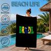 Brasilien Kunstwerk Gedrucktes Mikrofaser Strandtuch, Weich und Saugfähig, Schnelltrocknend, Ideal für Sommerreisen, Strand-Essentials, Schwimmbad
