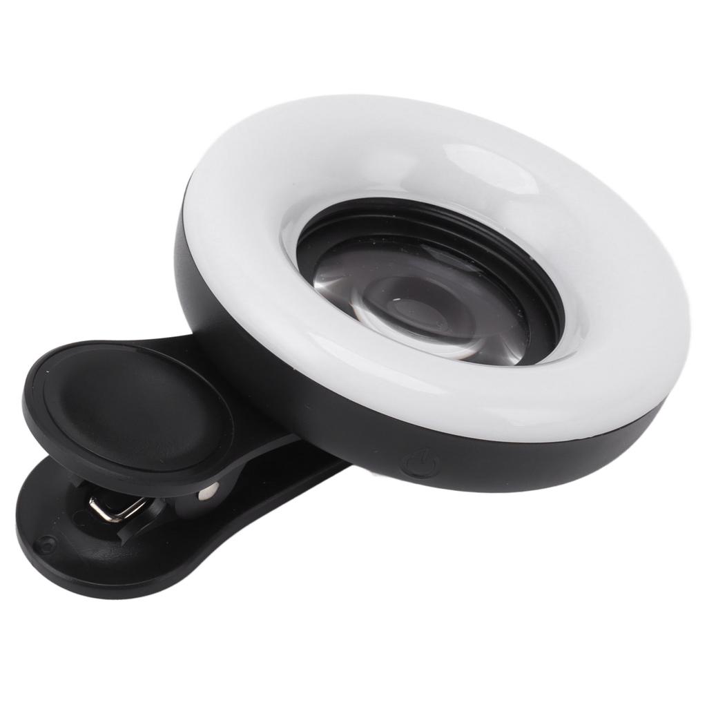 Obiektyw makro 15X do aparatu w telefonie z mini klipsem i lampą pierścieniową od 2800 do 6500K Obiektyw z pierścieniową lampą doświetlającą do telefonu dla