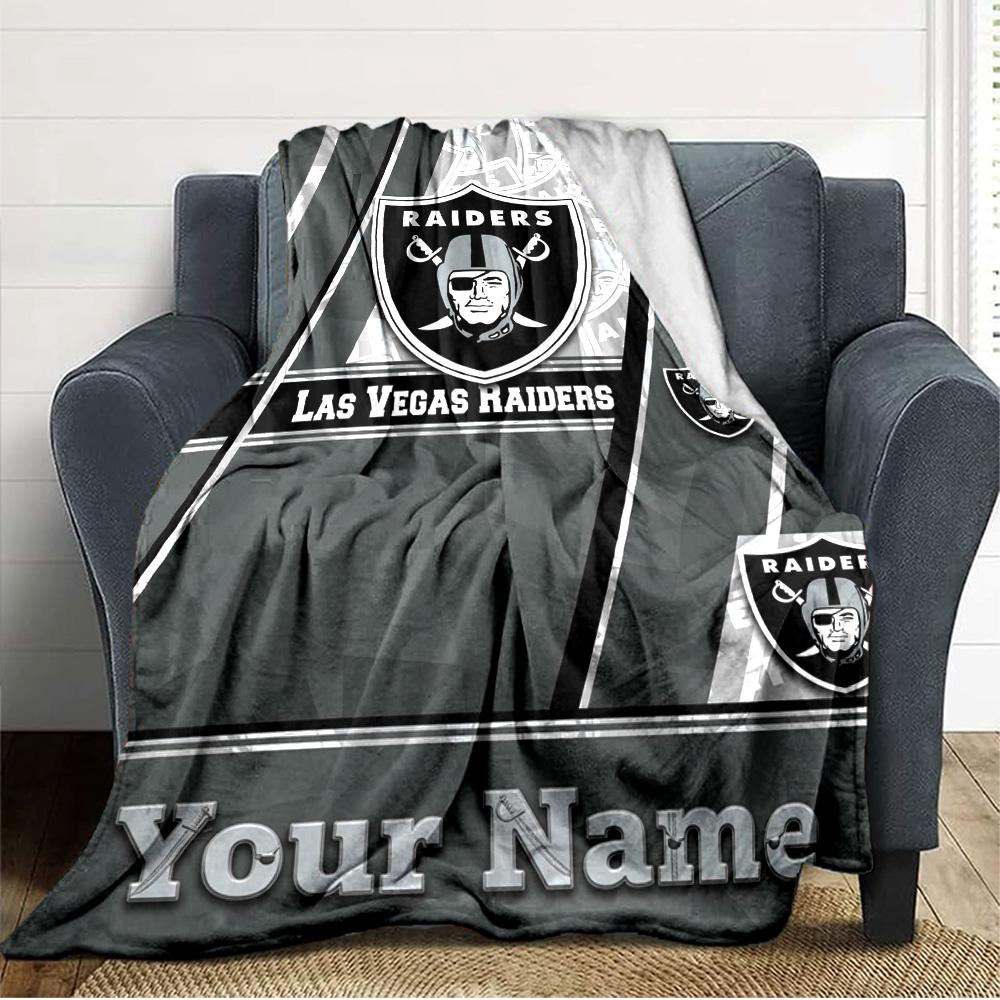 Name Custom Las Vegas Raiders Print Flannel Blanket High Quality Warm Comfortable Cover for All Seasons Perfect for Gifts Home Decor