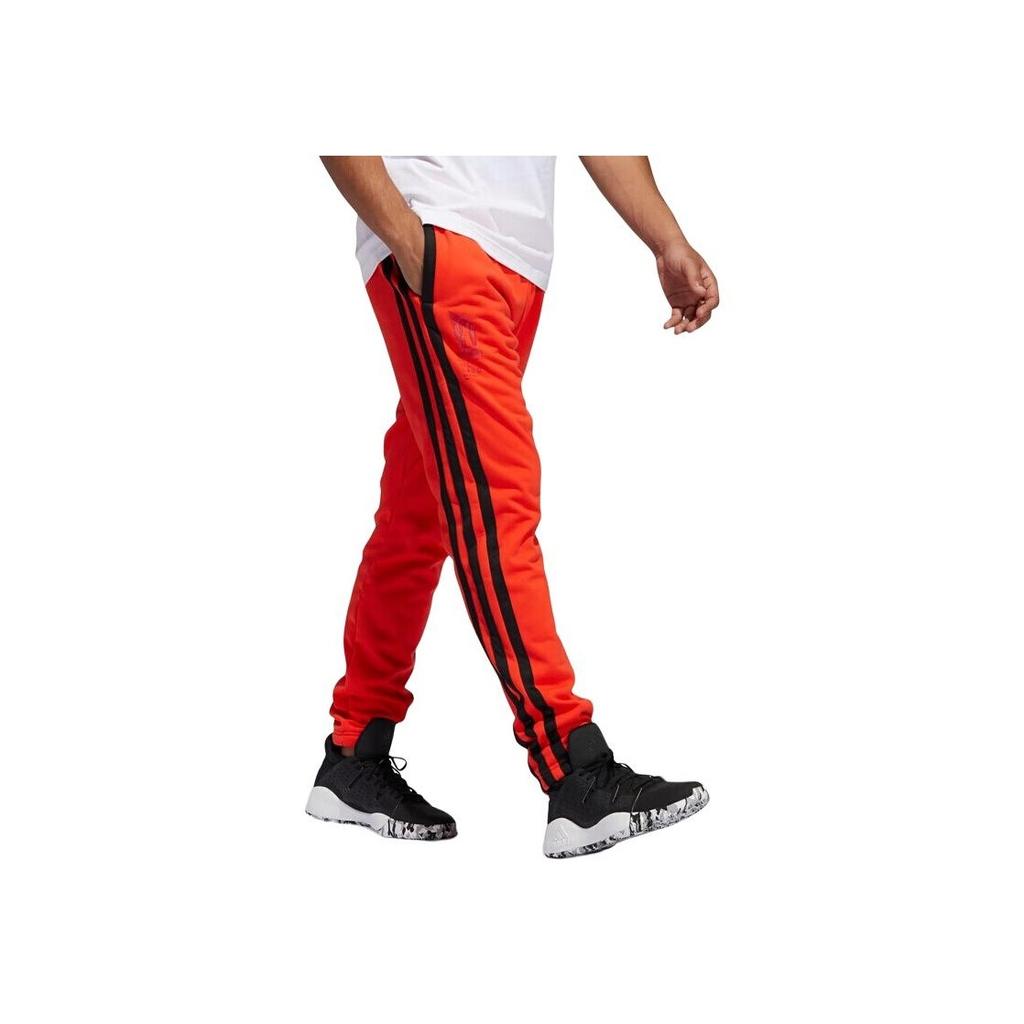 Adidas Striped Drawstring Sport Casual Pants Men Bottoms Red GL7103