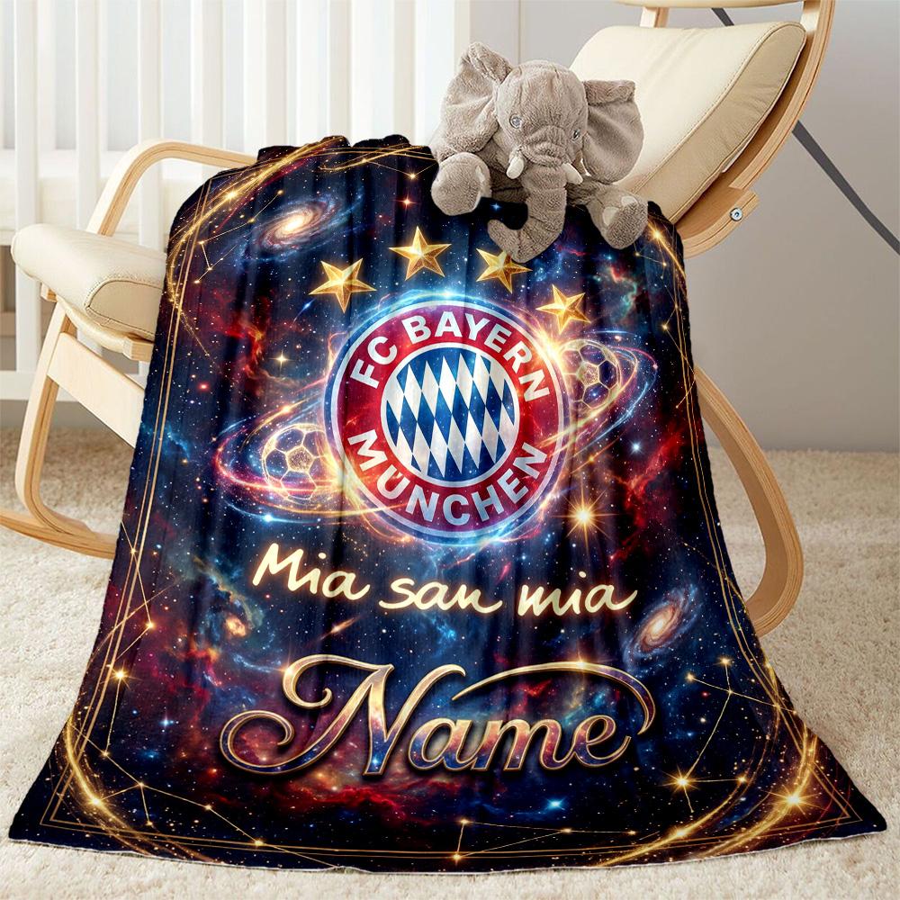 Bayern Munich Galaxy Fan Art Customize Your Name Blanket Throw Customizable Blanket Durable Comfort Suitable for Picnics Office Chair Seaside