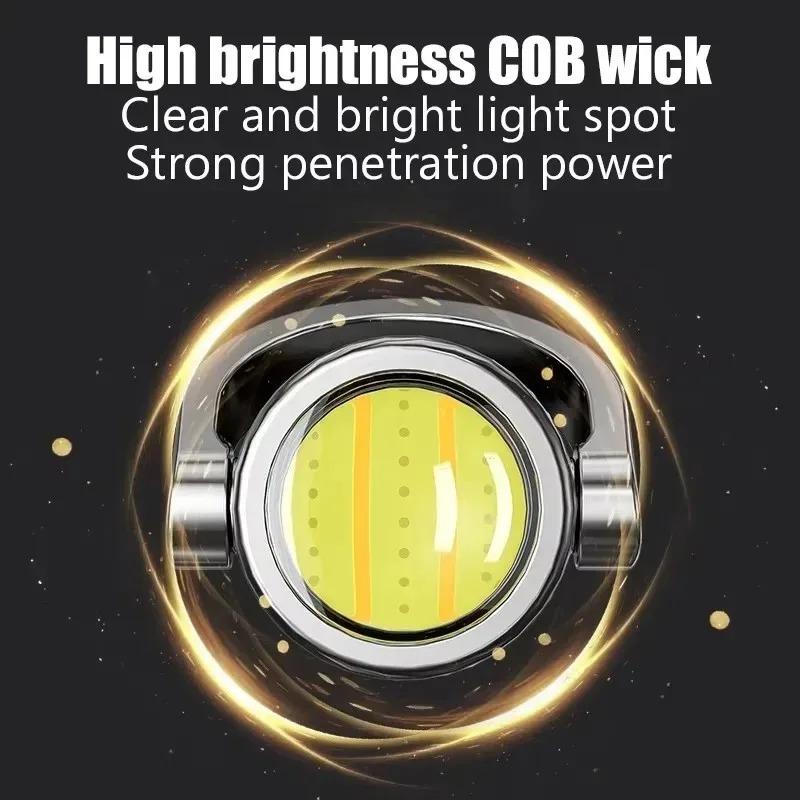 Ultra Bright Keychain Flashlight USB Type-C Charging 6 Modes Mini COB Work Light Waterproof Outdoor Emergency Tool