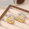 Gold and Silver Stainless Steel Ear Studs with Color Block Design