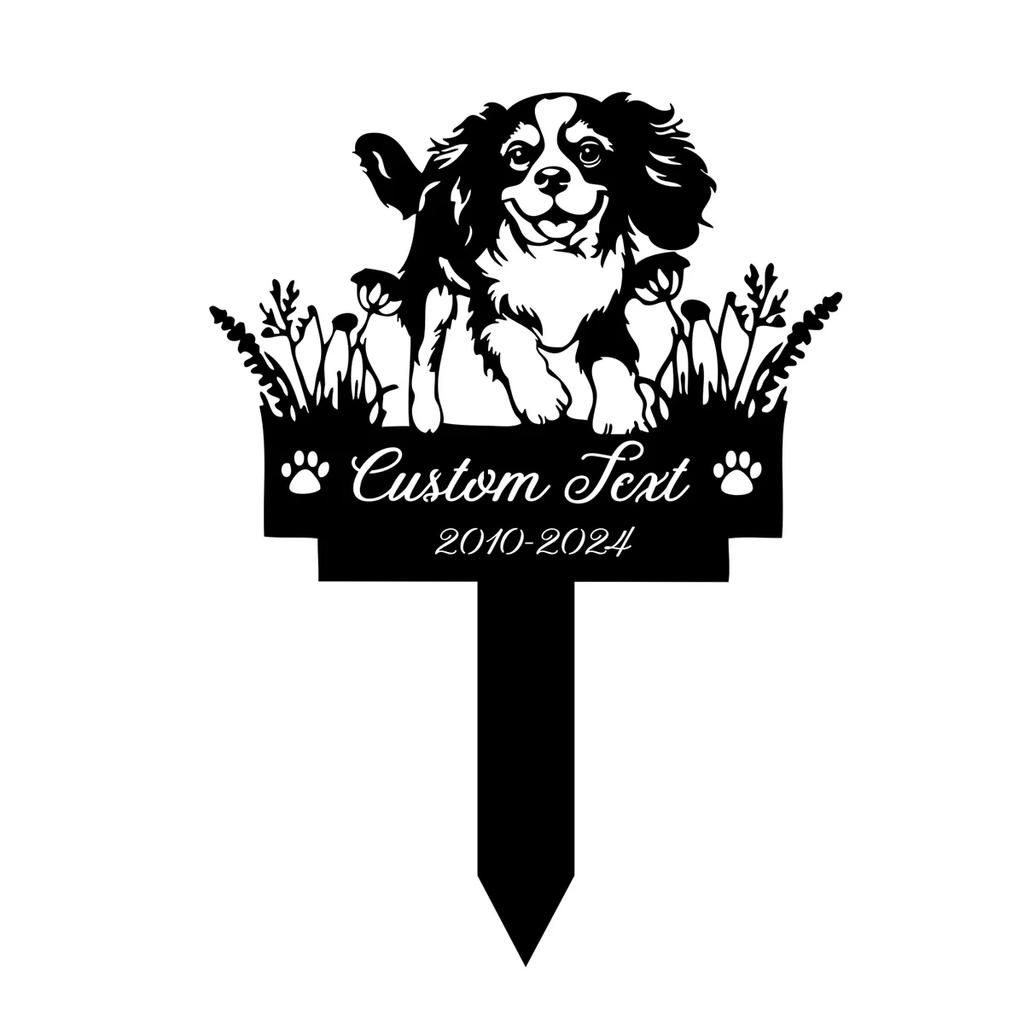 Personalized Dog Memorial Garden Stake, Cavalier King Charles Spaniel Metal Sign, Custom Pet Outdoor Decor