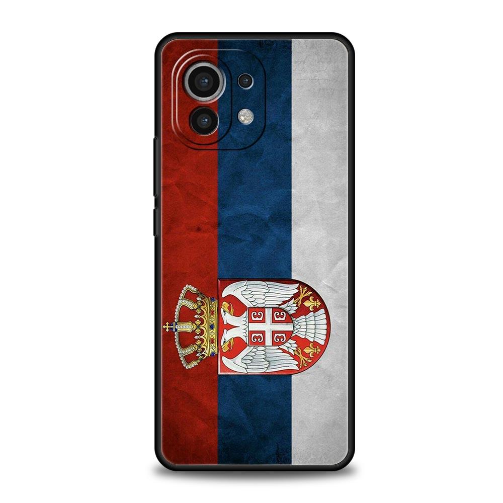 Serbien Flagge Handyhülle Für Xiaomi Mi 15 14 Pro 13 12 11 Lite 5G 10T 11T 12T 13T 14T Poco X6 X5 X4 X3 NFC F3 F4 GT Schwarze Hülle