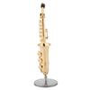 Miniatur-Altsaxophon-Nachbildung mit Ständer und Koffer, vergoldetes Instrumentenmodell, Ornamente