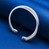 Fashionable 925 Sterling Silver Exquisite Shiny Braided Open Bracelet Women Party Wedding Jewelry Accessories